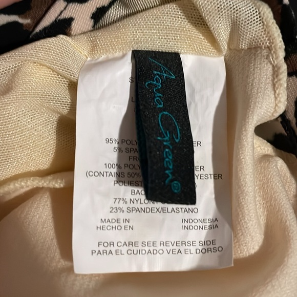 Aqua green leopard tankini top - Picture 3 of 4